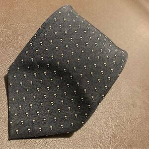 Armani Collezioni Necktie Mens Black Grey Silver Italy Dotted Classic Fit